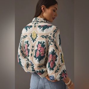 By Anthropologie Floral Cocoon Cardigan Sweater